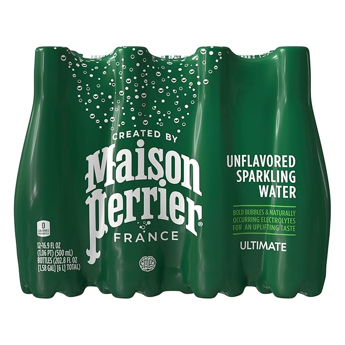 Maison Perrier Unflavored Sparkling Water, 16.9 FL OZ Plastic Water Bottle (12 count)