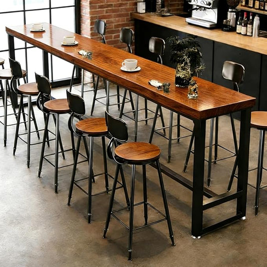 Bar Height Table Long Bar Table Solid Wood Farmhouse Bar Table Industrial Long Bar Height Table for Kitchen Coffee Shop, No Stool(95" L x 15.7" W x 41.3" H)