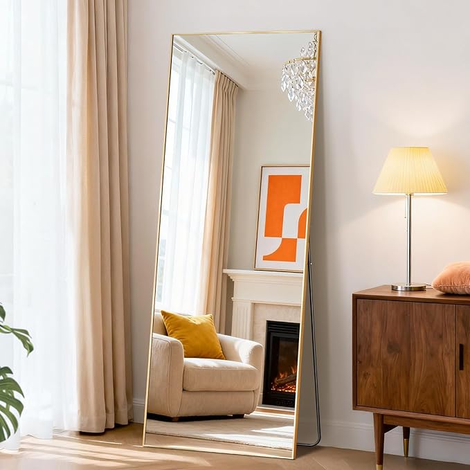 NEWBULIG Full Length Mirror, Upgraded Body Wall Mirrors with Shatter-Proof Glass, Floor Standing Mirror, Home Wall Decor
