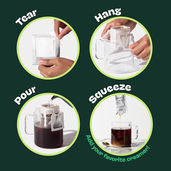 Copper Cow Coffee Pour Over Vietnamese Coffee Pouches + Sweetened Condensed Milk Creamers (8 Coffees & 8 Milk Creamers) | Churro Lattes, No Refrigeration Needed, Travel Friendly Ground Coffee