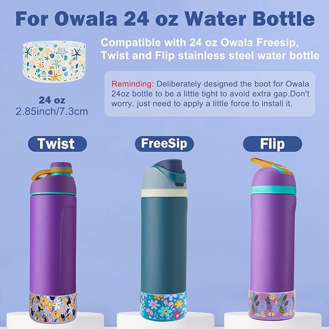 HEYSKAY 2PCS Silicone Boot for Owala Flask Water Bottle Anti-Slip Protective Sleeve for Owala Twist,FreeSip and Flip Stainless Steel Water Bottle BPA-Free Boot Bottom Base