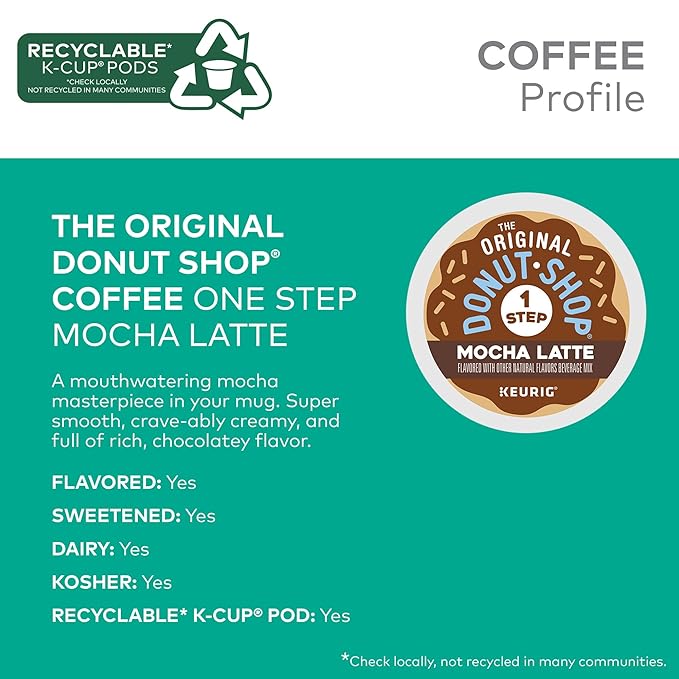 The Original Donut Shop Mocha -Step Latte,Serve Coffee K-Cup Pod,Flavored Coffee,20 Count (Pack of 2)