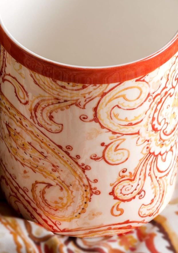 Maison d' Hermine Coffee Mug with Handles Fine Bone China Mugs Pack of Two Tea Cups for Hot Beverages Cappuccino Latte Home Restaurant Office Perfect for Gift (Palatial Paisley, 12 Ounce)