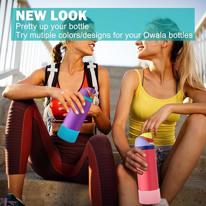 WK IEASON 2Pcs Silicone Boot for Owala Water Bottle, Protective Flask Bottom Cover Base for Owala FreeSip Twist and Flip Flask Water Bottle Accessories-3.35inch Bottom Diameter