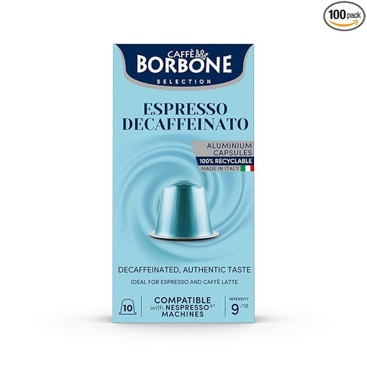 Caffè Borbone Decaffeinated Aluminum Capsules Compatible with Nespresso Original Machines, Medium Roast, 100 Count