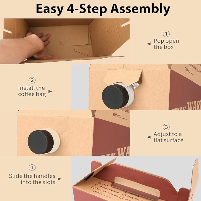 5 Pack Disposable Coffee Box Dispensers to Go Drink Containers Insulated Hot Beverage Dispenser Coffee Carrier with Handle Server for Parties Catering Take Out (96 oz)