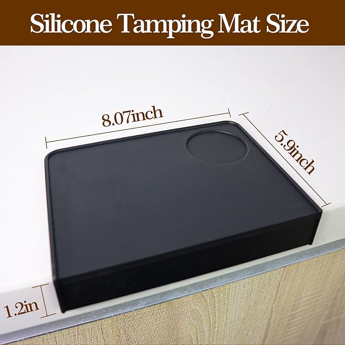 Salomayes Espresso Tamping Mat 8"x6" – Compact Non-Slip Silicone Tamper Mat, Food-Grade Coffee Tamping Station for Home Baristas, Essential Espresso Accessories