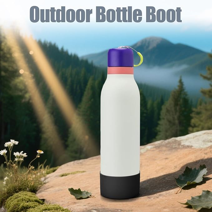 Mity rain 2PCS Silicone Boot for Owala FreeSip Twist Water Bottle, Anti-Slip, Noise-Reducing,Prevents Scratches(24 oz Black)