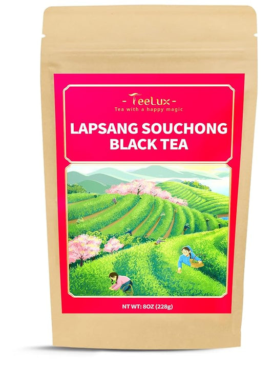 TeeLux Lapsang Souchong Tea, Premium Black Tea Loose Leaf, Chinese Smoked Tea, Caffeinated, 8oz/228g