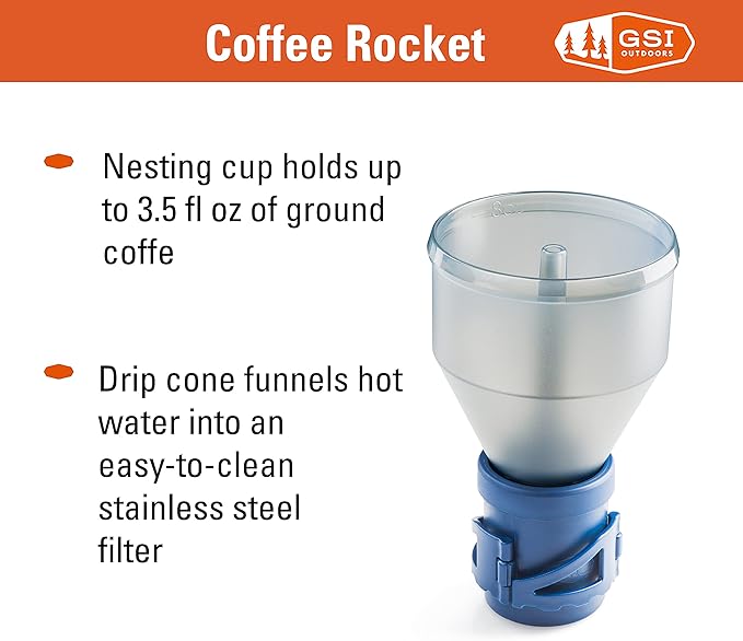 GSI Outdoors Coffee Rocket Pour-Over Coffee Maker I Collapsible, Nesting, Drip Coffee Set for Camping & Travel