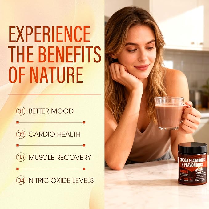 High Flavanol Cocoa Powder, Cocoa Flavanols 1200mg & Flavonoids, Improve Circulation, Energy, Supports Heart Health (1)