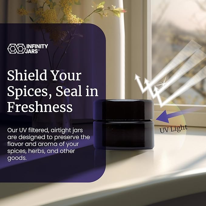 Infinity Jars Classic Black Glass Jar 15 ml (0.5 fl oz) Ultraviolet Airtight Smell Proof, Refillable Screw Top Container for Long-Term Storage of Coffee, Spices, Tea, Dried Goods, Kitchen Jar 10 Pack