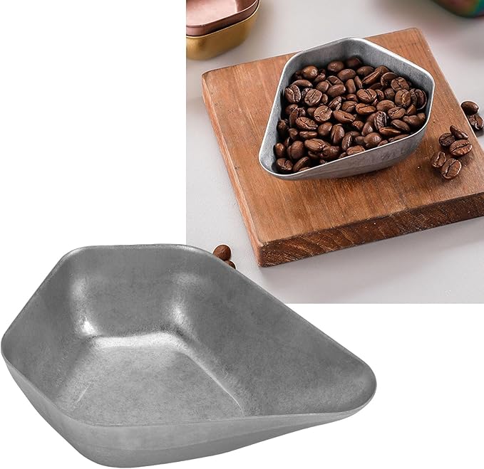 Diydeg Coffee Bean Dosing Cup, 2Pcs Retro Color 304 Stainless Steel Coffee Dosing Tray Bean Weight Tray Powder Weighing Plate for Home Cafe Restaurant
