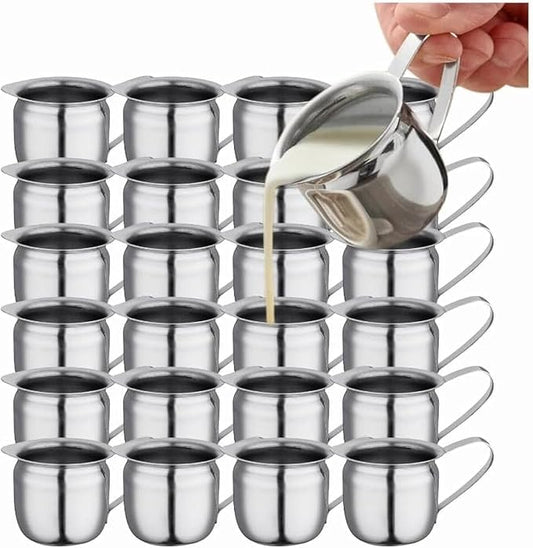 Luminel Set of 24-3oz - Stainless Steel Creamer Pitchers, Restaurant Milk Dispenser, Stainless Steel Coffee Creamer