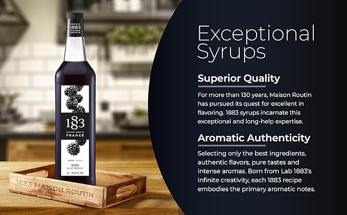 1883 Blackberry Syrup for Drinks, Made in France, 1 Liter Glass Bottle