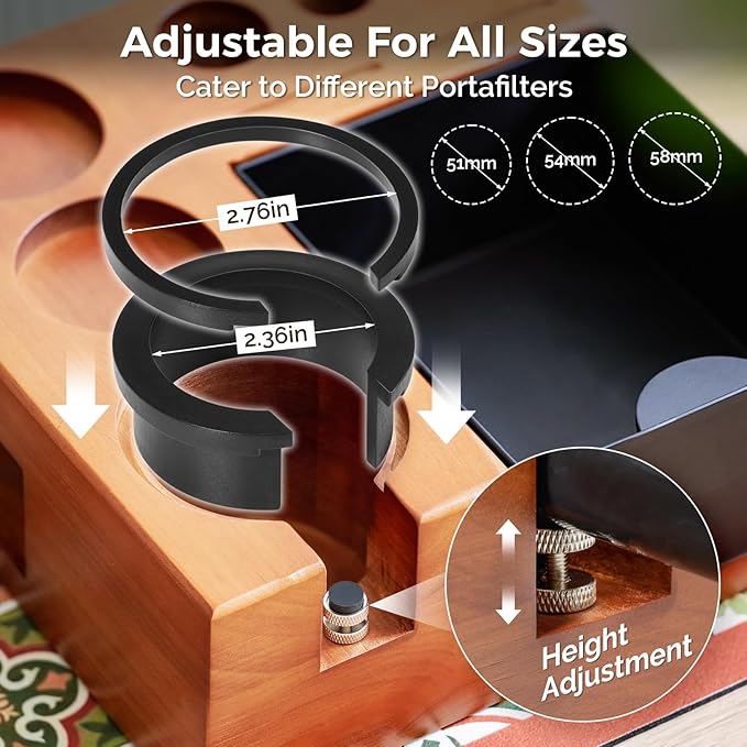 ARC Espresso Tamping Station With Knock Box, Coffee Organizer Box Fit For 51/54/58MM Portafilter, Tamper, Distributor, Puck Screen Espresso Accessories, With Drying Bar Mat, Cleaning Brush, Shot Cup