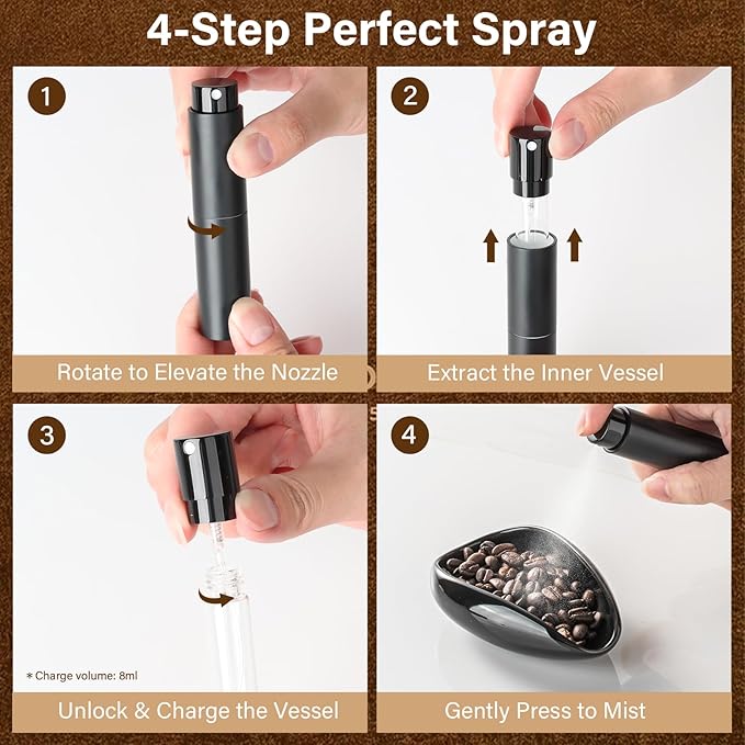 KitchenTour Ultimate Coffee Kit - Ceramic Coffee Bean Dosing Cup + Anti-Static Sprayer + Grind Size Ruler - 3-in-1 Pro Set: Measure, Spray, Validate