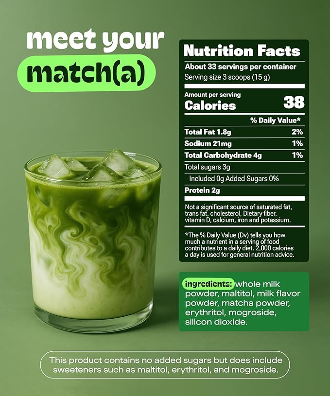 MatchaDNA Matcha Latte – Sweet Matcha Latte Powder with Milk, No Sugar Added – Green Tea Lattes Mix for Hot or Iced Drinks – Organic Macha Tea, Antioxidant Rich, Smooth Energy Boost (17.6 oz Pouch)