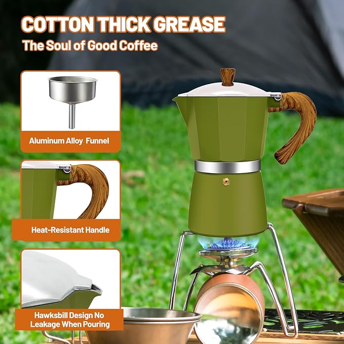 DITOSH 3 Cup Aluminum Espresso Stovetop Moka Pot Express Coffee Maker Percolator Italian Classic Mocha Coffee Machine for Italian and Cuban Cafe Brewing for Home & Camping 150ml 5oz