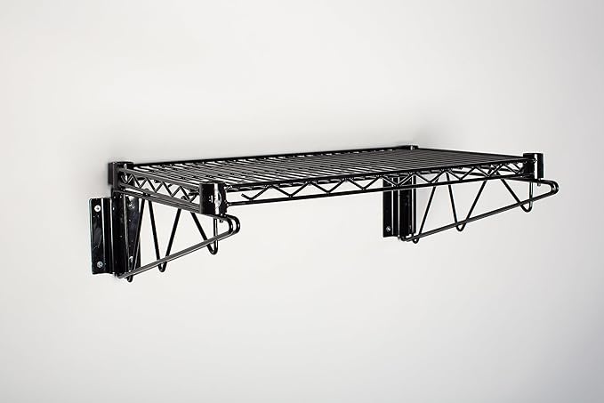 Omega 18" Deep x 36" Wide x 7" High Fixed Black Wall Mount Shelving Kit
