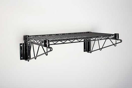Omega 14" Deep x 72" Wide x 7" High Fixed Black Wall Mount Shelving Kit