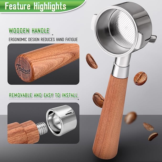 51mm 2 Ear Portafilter for DeLonghi EC260/EC155/ECP3420/BCO430- Stainless Steel Handle with Precision Basket and Siam Rosewood Grip