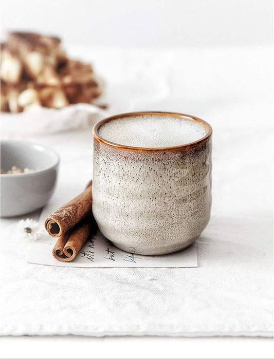Lxuwbd Japanese Style Ceramic Tea Set, Tea Cup, Coffee Cup, Yerba Mate Set, Ceramic Mate Cup Set of 4 (cream-colored)