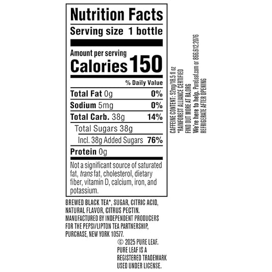 Pure Leaf Iced Tea, Sweetened Lemon, Real Brewed Tea, 18.5 Fl Oz Bottles (Pack of 12)