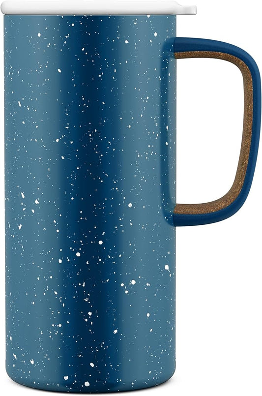 Ello Campy Vacuum Insulated Travel Mug with Leak-Proof Slider Lid and Comfy Carry Handle, Perfect for Coffee or Tea, BPA Free, Avalon Sea, 18oz (Pack of 6)