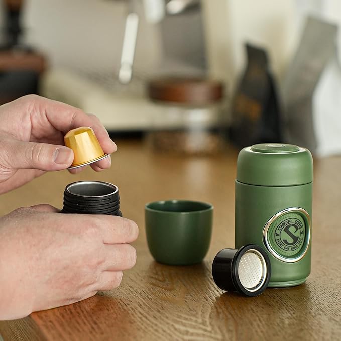 STARESSO TRAVEL NS Portable Espresso Maker, Ultra-Light Manual Coffee Machine, Compatible with Nespresso Original Pods, Perfect for Travel Camping Hiking