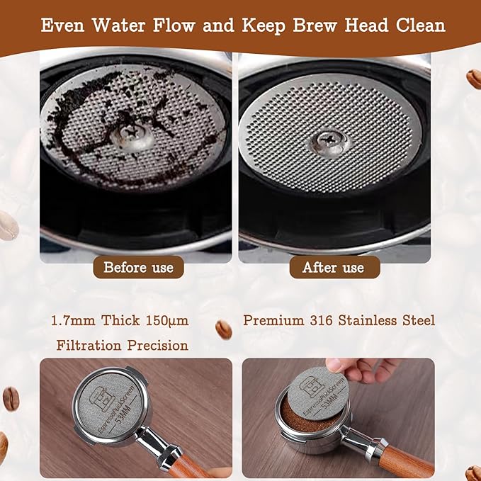 53mm Espresso Tamper Kit - Dual-Spring Calibrated Coffee Tamper, 8-Needle WDT Tool Espresso Distribution Tool, Magnetic Aluminum Dosing Funnel, Reusable Puck Screen, Fit Breville 54mm Portafilters