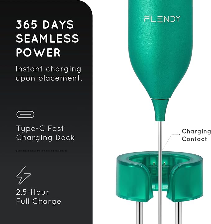 Rechargeable Milk Frother Handheld, Coffee Frother Handheld with USB-C Charging Stand, Electric Drink Mixer Handheld, Mini Electric Whisk Frother for Coffee, Matcha, etc