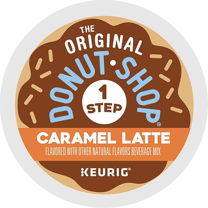 The Original Donut Shop Caramel Latte, Keurig Single Serve K Cup Pods, Flavored Coffee, Caramel Latte, 10 Count - Pack of 6