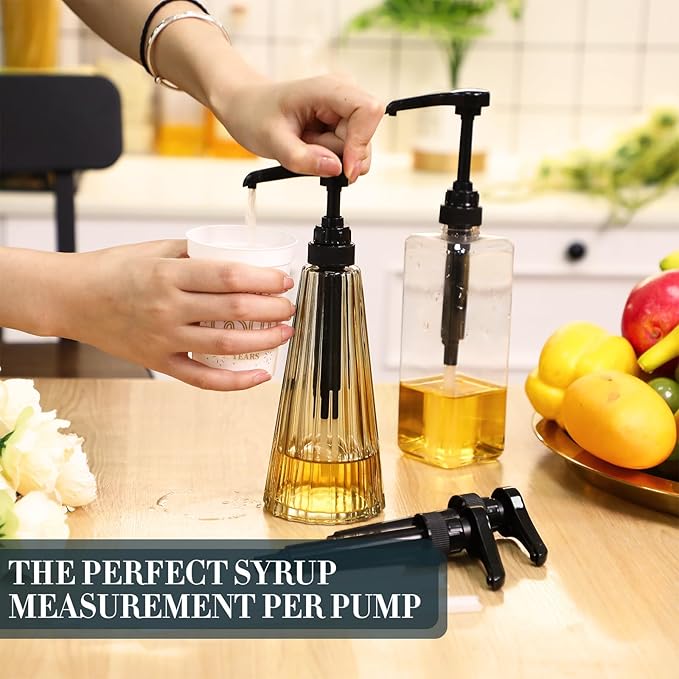 Geetery 50 Pcs Coffee Syrup Pumps Skinny Pumps for 25.4 Oz/750ml Coffee Syrup Bottles for Home Bar Soda Cherry Juice Cocktails(Black)