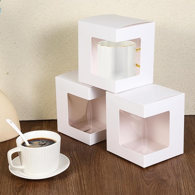24 Pcs Sublimation Mugs Gift Boxes Transparent Gift Packaging Box for Blanks Sublimation Mugs Packaging 11oz, 12oz, 15oz Sublimation Mugs Blank Mug Box Cups Gift Wrapping