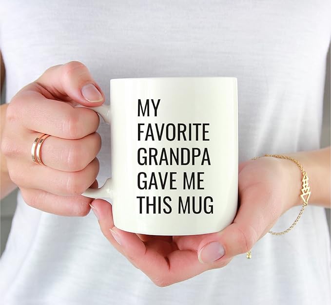 Andaz Press 11oz. Funny Coffee Mug Gag Gift, My Favorite Grandpa Gave Me This Mug, 1-Pack, Grandson Granddaughter Birthday Christmas Sarcastic Humor Gift Ideas
