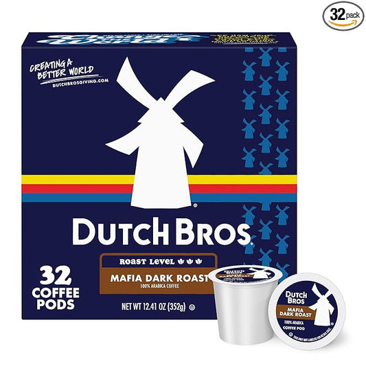 Dutch Bros® Mafia Dark Roast, 32 Count, Dark Roast, Single Serve Coffee Pods for Keurig K-Cup Brewers