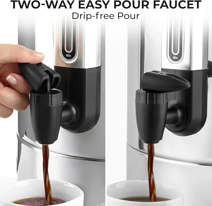 Zulay Commercial Grade 100 Cup Coffee Maker Hot Water Urn - Large Percolator Pot Dispenser With Double-Wall Stainless Steel, Quick Brew, Stays Hot for Tea & Beverage at Events & Catering - Silver