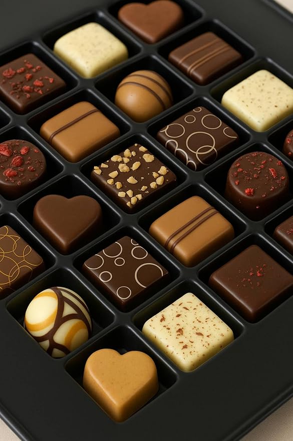 Andy Anand Chocolatier Belgian Chocolate Truffles Gift Box Handcrafted Gourmet Chocolate European Imported Chocolate Truffles Perfect as Chocolate Gifts For Women (25 Pcs,7.8 Oz)