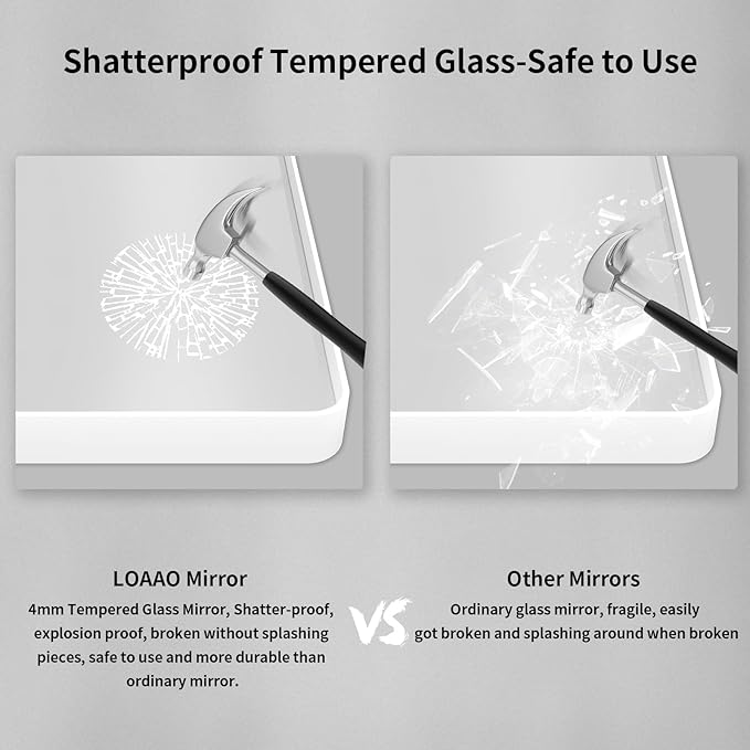 LOAAO 72x32 Inch White Metal Framed Bathroom Mirror for Wall, White Bathroom Vanity Mirror Farmhouse, Large Rounded Rectangle Mirror, Anti-Rust, Tempered Glass, Hangs Horizontally or Vertically