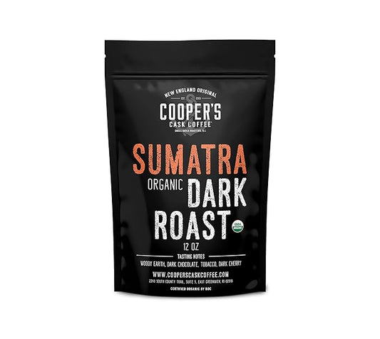 Organic Dark Roast Sumatra, Smooth and Rich Single Origin Grade 1 Premium Coffee - 12 oz Bag (Whole Bean)
