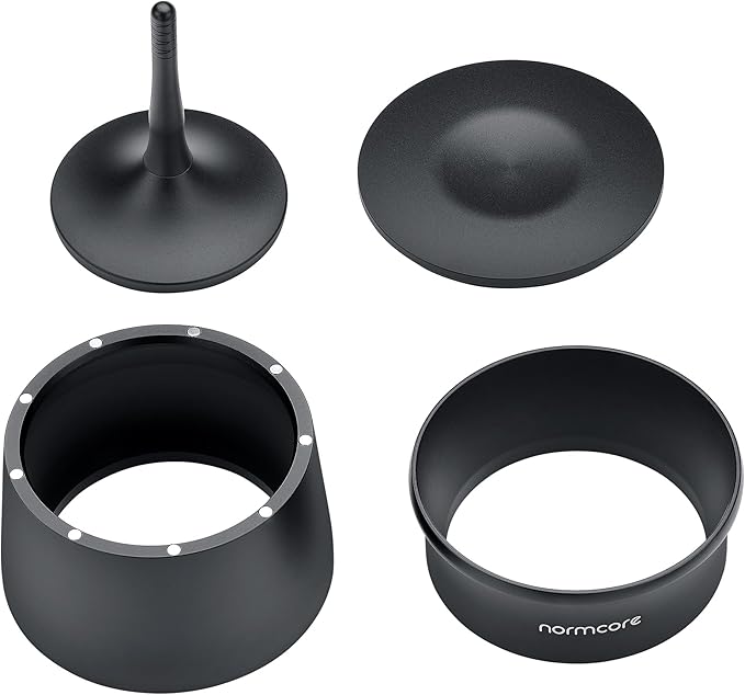 Normcore 51mm 2-in-1 Magnetic Dosing Cup, Espresso Dosing Funnel with Portafilter Dosing Shaker, Barista Grinder Dosing Tools Fit 51mm Delonghi Portafilter, Matte Black Anodized Aluminum