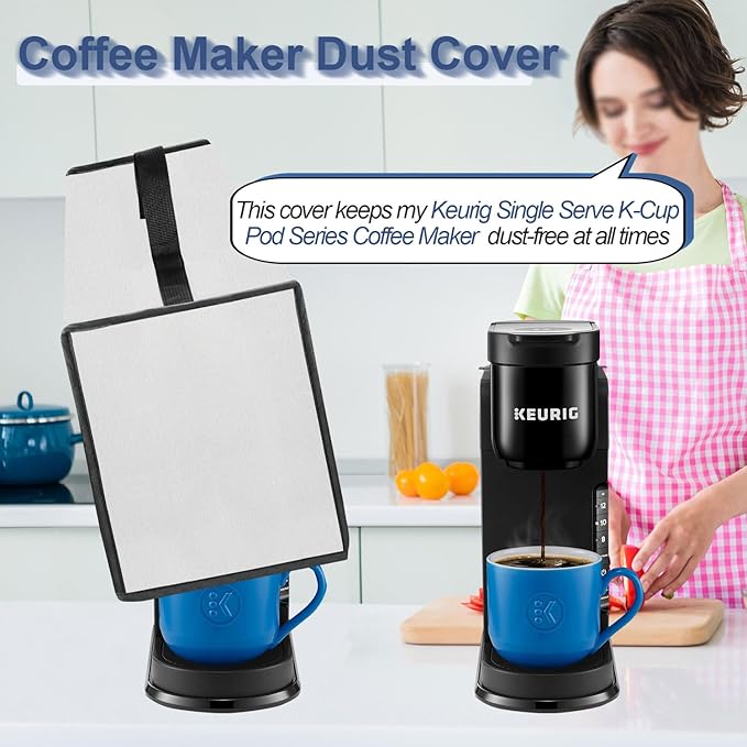Dust cover for Keurig Single Serve K-Cup Pod Coffee Maker, Heavy Duty Waterproof Coffee Machine Cover for Keurig K-Express, K-Mini and K-Iced Single Serve K-Cup Pod Coffee Maker (Silver)