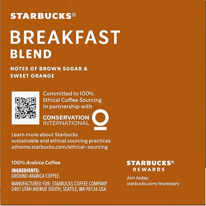 Starbucks Breakfast Blend Medium Roast Coffee K-Cup Pods, 40 Count (Pack of 4 Boxes)