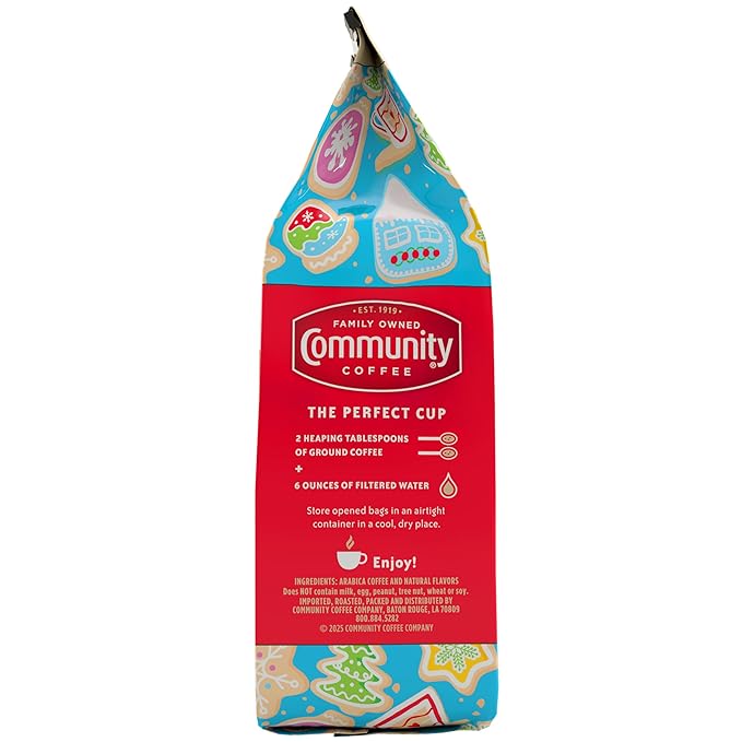Community Coffee Grandma's Sugar Cookie Ground Coffee, Limited Edition Holiday Flavor, Natural Ingredients, 11 Ounce (Pack of 6)