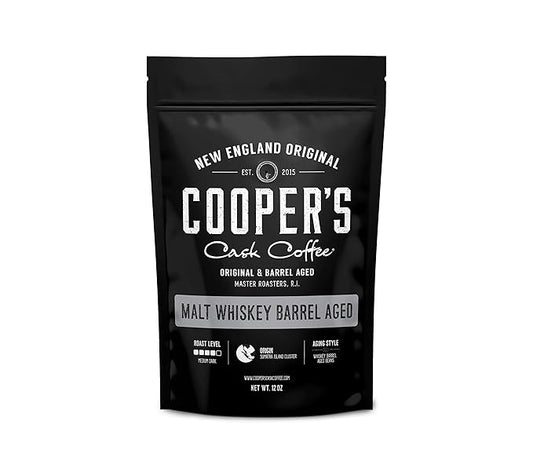 Single-Malt Whiskey Barrel Aged Coffee - Ground - Single Origin Sumatra Coffee Beans Aged in Stout Whiskey Barrels - UPRISING- 5lb Bag