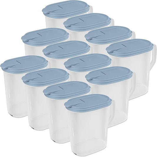 Sterilite Plastic Hinged Pitcher with Comfort Grip Handle, 1 Gallon, 12 Pack