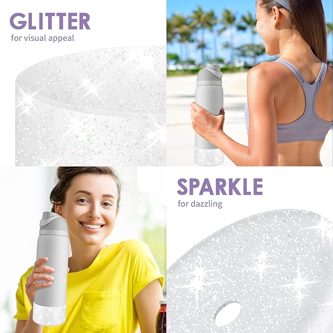 Protective Glitter Silicone Boot Compatible with Owala 24oz 32oz 40oz, Bling Cup Sleeve Bottom Bumper Cover Compatible with Owala FreeSip, Twist, or Flip Stainless Steel Water Bottles