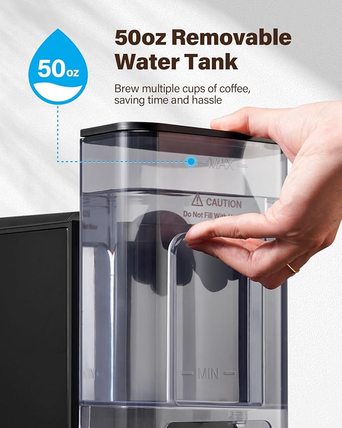 SHARDOR Single Serve Coffee Maker Upgrade, Hot & Iced Coffee Machine for K Cup and Grounds, 6 to 14 oz Brew Sizes, 50 oz Removable Water Tank, Bold Brew Setting, Pod Maker with Reusable Filter, Black