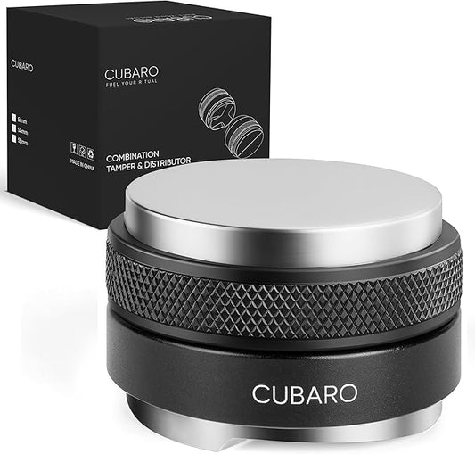 CUBARO 53.3mm Espresso Distributor & Tamper – Dual Head Coffee Leveler Tool | Adjustable Depth | Fits Breville 54mm Portafilter | Precision Espresso Hand Tamper – Premium Barista Accessories